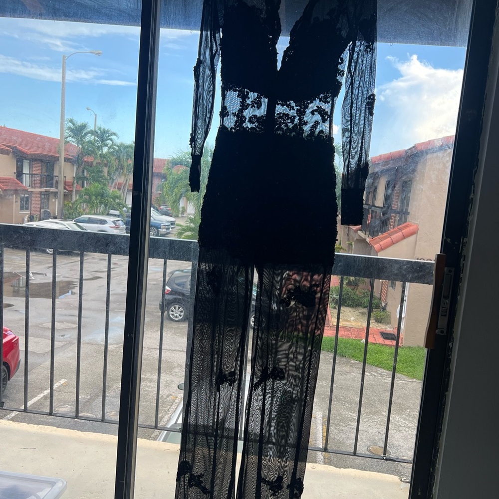 Sotto  Black Lace Jumpsuit